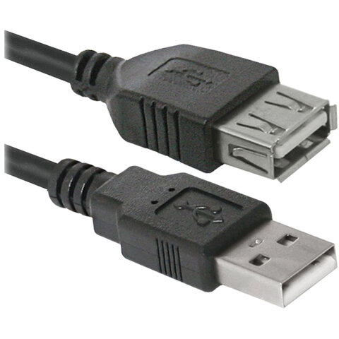 Кабель USB AM - USB AF удл-ль "LAN", черный, USB 2.0, 1.5м, OD5.0 (св.пак)