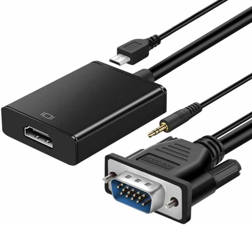 Конвертер VGA M - HDMI F +3.5 звук, пит 5В/1А