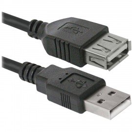 Кабель USB AM - USB AF удл-ль "LAN", черный, USB 2.0, 10м, OD5.0 (св.пак)