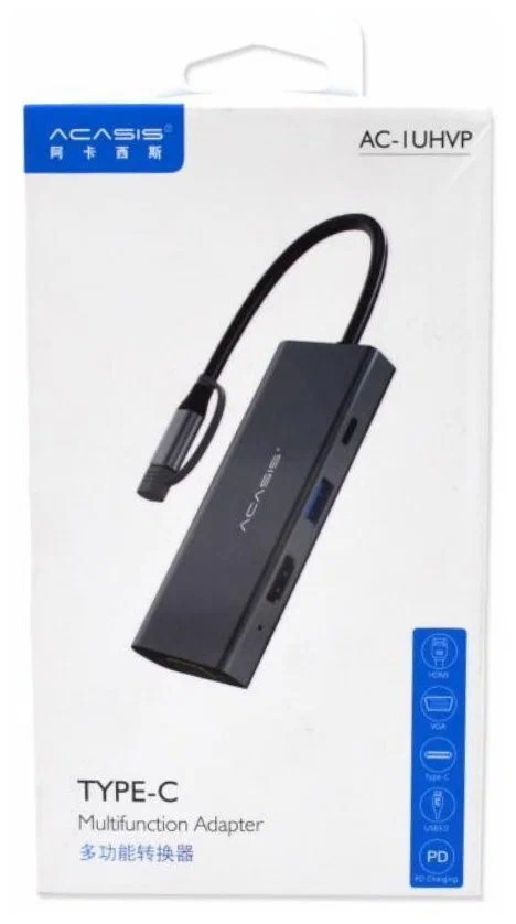 Док-станция Acasis AC-1UHVP 4 в 1 Type-C Multifunction Adapter, серый