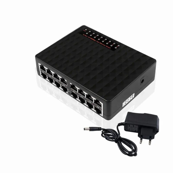 Сетевой коммутатор 16-порт, 10/100Mbps TXE159, чёрный