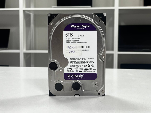 Жесткий диск HDD 6 TB WD (WD64PURZ), 3.5", 256 MB, SATA III, Purple