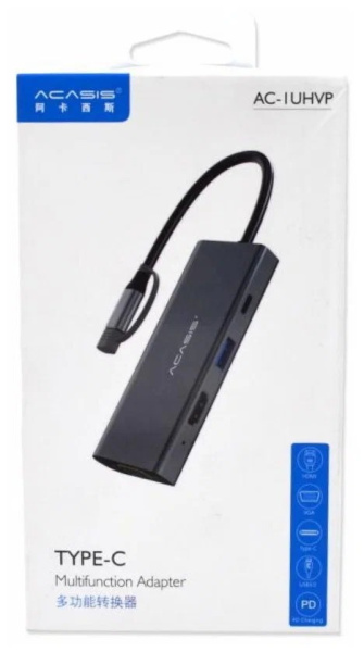 Док-станция Acasis AC-1UHVP 4 в 1 Type-C Multifunction Adapter, серый