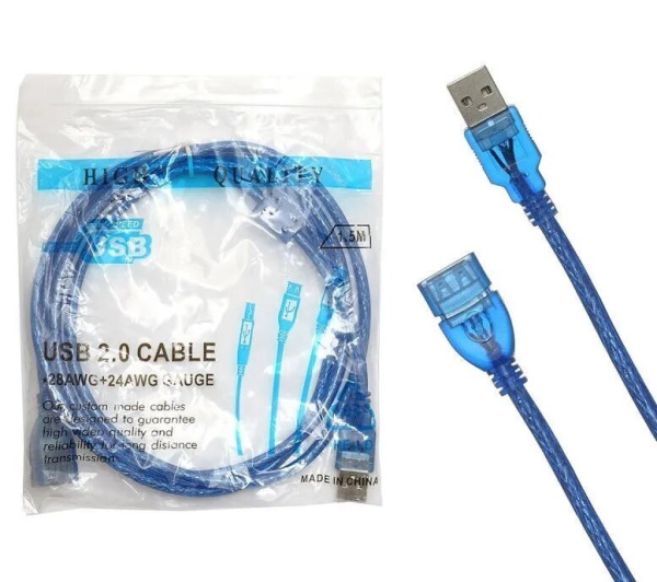 Кабель USB AM - USB AF удлин, 1.5м, LUX медь 2.0