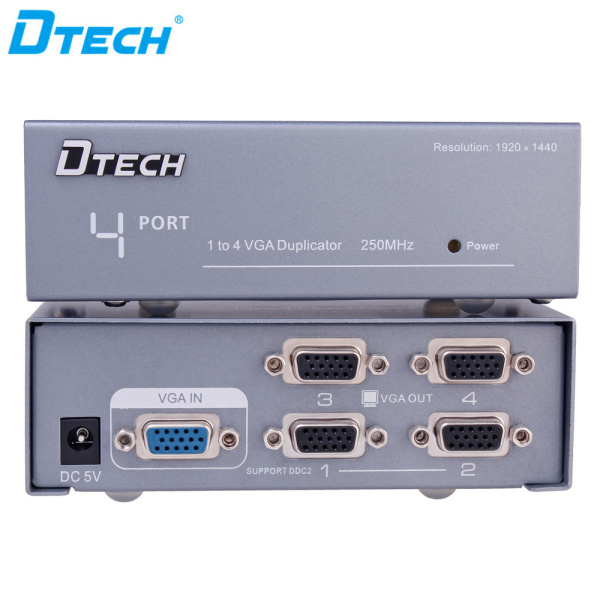 VGA Splitter DTech DT-7254, 4-порта, 250МГц
